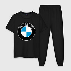 Пижама хлопковая мужская BMW, цвет: черный