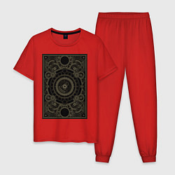 Пижама хлопковая мужская Стимпанк механизм, цвет: красный