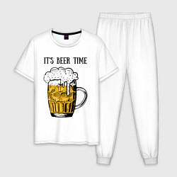 Пижама хлопковая мужская It's beer time, цвет: белый