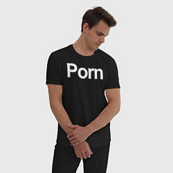 Пижама хлопковая мужская Porn, цвет: черный — фото 2