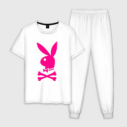 Пижама хлопковая мужская PLAYBOY, цвет: белый