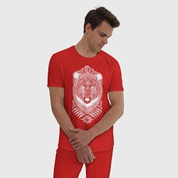 Пижама хлопковая мужская Медведь, цвет: красный — фото 2