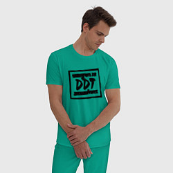 Пижама хлопковая мужская ДДТ Лого, цвет: зеленый — фото 2