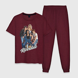 Пижама хлопковая мужская Riverdale heroes, цвет: меланж-бордовый