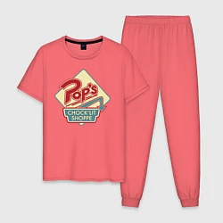Пижама хлопковая мужская POPS, цвет: коралловый