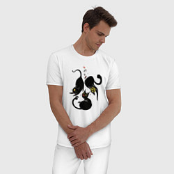 Пижама хлопковая мужская Три черных кошки, цвет: белый — фото 2