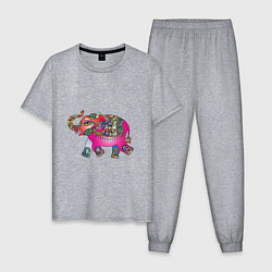 Пижама хлопковая мужская Слон, цвет: меланж