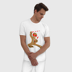 Пижама хлопковая мужская Пряничный ниндзя, цвет: белый — фото 2