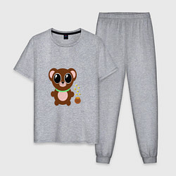 Пижама хлопковая мужская Медвежонок, цвет: меланж