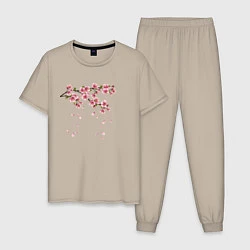 Пижама хлопковая мужская Весна 2020, цвет: миндальный