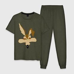 Пижама хлопковая мужская Wile E Coyote, цвет: меланж-хаки