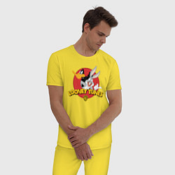 Пижама хлопковая мужская Багз Банни и Даффи Дак, цвет: желтый — фото 2