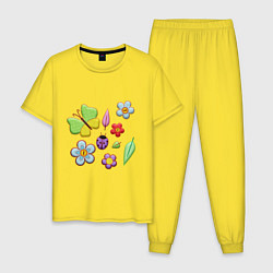 Пижама хлопковая мужская Вышивка, цвет: желтый