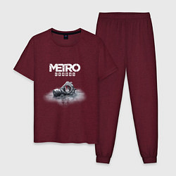 Пижама хлопковая мужская METRO EXODUS, цвет: меланж-бордовый