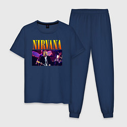 Пижама хлопковая мужская NIRVANA Курт Кобейн, цвет: тёмно-синий
