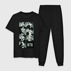 Пижама хлопковая мужская BTS, цвет: черный