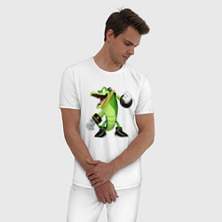 Пижама хлопковая мужская Sonic Crocodile, цвет: белый — фото 2