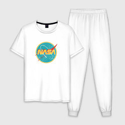 Пижама хлопковая мужская NASA винтажный логотип, цвет: белый