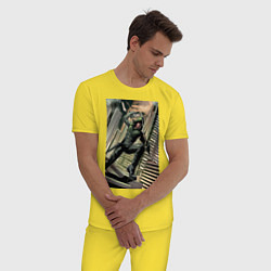 Пижама хлопковая мужская Green Arrow, цвет: желтый — фото 2