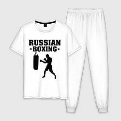 Пижама хлопковая мужская Russian Boxing, цвет: белый