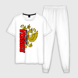 Пижама хлопковая мужская RUSSIA national team, цвет: белый