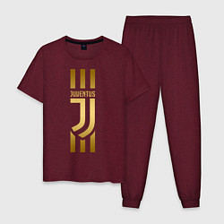 Пижама хлопковая мужская JUVENTUS, цвет: меланж-бордовый