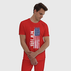 Пижама хлопковая мужская New York, цвет: красный — фото 2