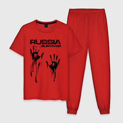 Пижама хлопковая мужская Россия выживший, цвет: красный