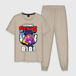 Пижама хлопковая мужская BRAWL STARS BIBI, цвет: миндальный