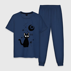 Пижама хлопковая мужская Jiji Cat, цвет: тёмно-синий