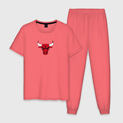 Пижама хлопковая мужская CHICAGO BULLS, цвет: коралловый