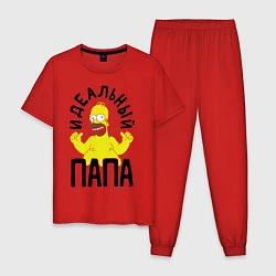 Пижама хлопковая мужская Идеальный папа, цвет: красный