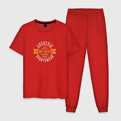Пижама хлопковая мужская Lifestyle NYC 1998, цвет: красный