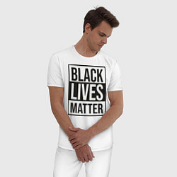 Пижама хлопковая мужская BLACK LIVES MATTER, цвет: белый — фото 2