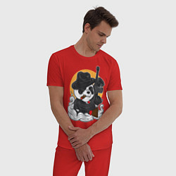 Пижама хлопковая мужская Panda Gangster, цвет: красный — фото 2
