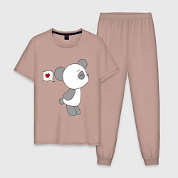 Пижама хлопковая мужская Панда мальчик цвета пыльно-розовый — фото 1