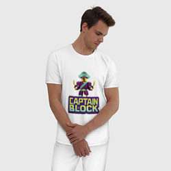 Пижама хлопковая мужская Roblox Captain Block Роблокс, цвет: белый — фото 2