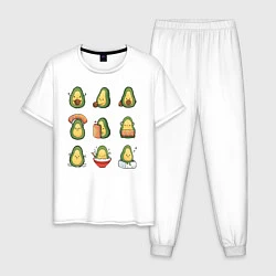 Пижама хлопковая мужская Life Avocado, цвет: белый