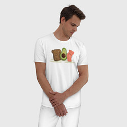 Пижама хлопковая мужская Бутерброд из авокадо, цвет: белый — фото 2