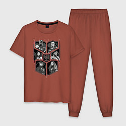 Пижама хлопковая мужская Лига справедливости, цвет: кирпичный