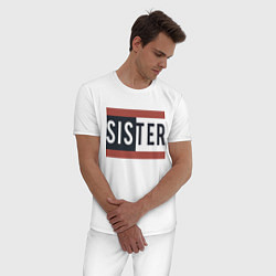 Пижама хлопковая мужская Sister, цвет: белый — фото 2
