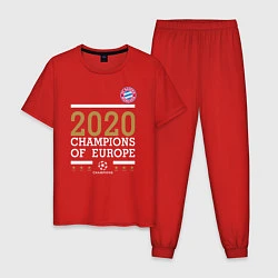 Пижама хлопковая мужская FC Bayern Munchen Champions of Europe 2020, цвет: красный