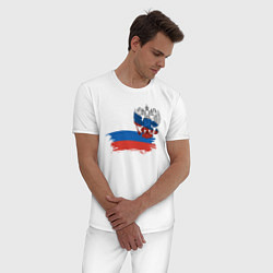Пижама хлопковая мужская Герб, цвет: белый — фото 2