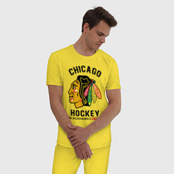 Пижама хлопковая мужская CHICAGO BLACKHAWKS NHL, цвет: желтый — фото 2