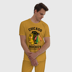 Пижама хлопковая мужская CHICAGO BLACKHAWKS NHL, цвет: горчичный — фото 2