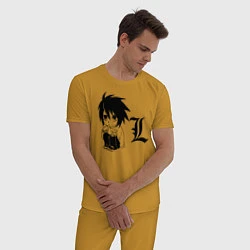 Пижама хлопковая мужская Death Note, цвет: горчичный — фото 2