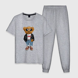 Пижама хлопковая мужская Медведь плюшевый, цвет: меланж