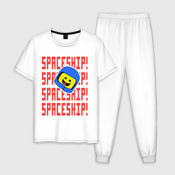 Пижама хлопковая мужская Spaceship, цвет: белый