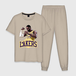 Пижама хлопковая мужская LeBron - Lakers, цвет: миндальный