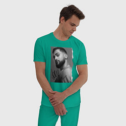 Пижама хлопковая мужская Jony, цвет: зеленый — фото 2